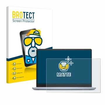 Front side of a product packaging with the brand logo BROTECT. Next to it is the device Dell Inspiron 14 Plus 7440 Laptop show