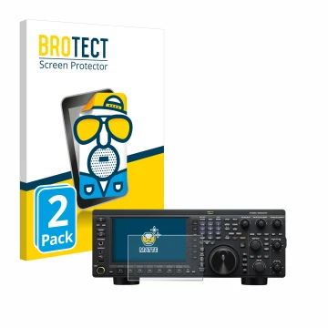 Front side of a product packaging with the brand logo BROTECT. Next to it is the device Kenwood TS-890S shown with the corresp