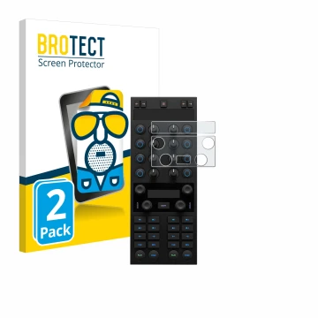 Front side of a product packaging with the brand logo BROTECT. Next to it is the device Native Instruments Traktor Kontrol X1 