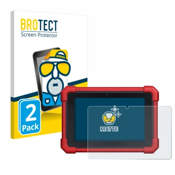 Front side of a product packaging with the brand logo BROTECT. Next to it is the device Launch MOT IV (4) shown with the corre