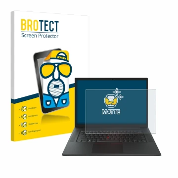 Front side of a product packaging with the brand logo BROTECT. Next to it is the device Lenovo ThinkPad P1 Gen 6 16