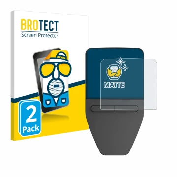 Front side of a product packaging with the brand logo BROTECT. Next to it is the device Trezor Safe 3 shown with the correspon