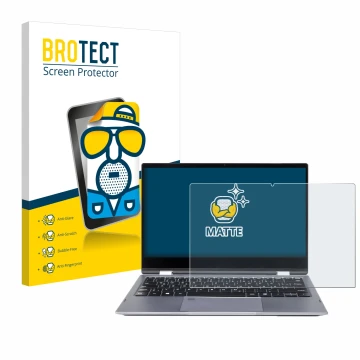 Front side of a product packaging with the brand logo BROTECT. Next to it is the device Wortmann Terra Mobile 360-13U shown wi