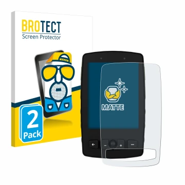 Front side of a product packaging with the brand logo BROTECT. Next to it is the device TwoNav Aventura 2 Plus shown with the 