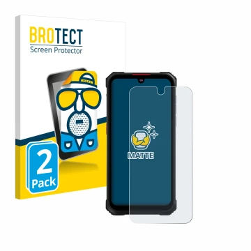 Front side of a product packaging with the brand logo BROTECT. Next to it is the device Hotwav Cyber 9 Pro shown with the corr