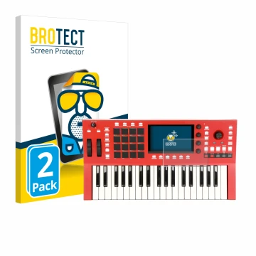 Front side of a product packaging with the brand logo BROTECT. Next to it is the device Akai Professional MPC Key 37 shown wit