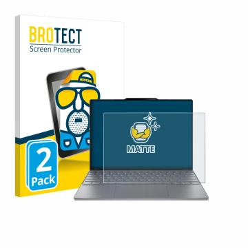 Front side of a product packaging with the brand logo BROTECT. Next to it is the device Lenovo ThinkBook 13x Gen 4 shown with 