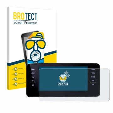 Front side of a product packaging with the brand logo BROTECT. Next to it is the device Skoda Kamiq 2021 shown with the corres