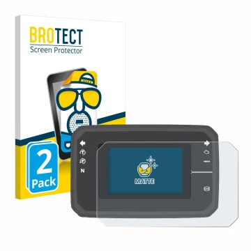 Front side of a product packaging with the brand logo BROTECT. Next to it is the device Honda CB650R TFT Display shown with th