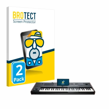 Front side of a product packaging with the brand logo BROTECT. Next to it is the device KORG Pa5X shown with the corresponding
