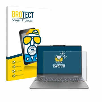 Front side of a product packaging with the brand logo BROTECT. Next to it is the device Lenovo IdeaPad 5 2-in-1 Gen 9 16