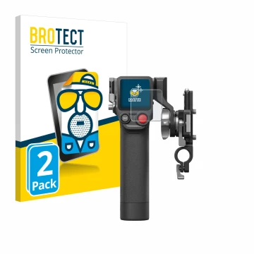 Front side of a product packaging with the brand logo BROTECT. Next to it is the device DJI Focus Pro- Grip shown with the cor