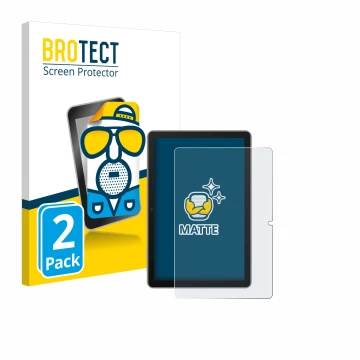 Front side of a product packaging with the brand logo BROTECT. Next to it is the device Blackview Tab 70 shown with the corres