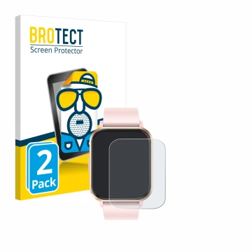 Front side of a product packaging with the brand logo BROTECT. Next to it is the device walkbee Smartwatch 1.83