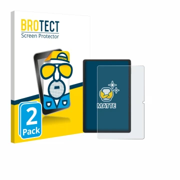 Front side of a product packaging with the brand logo BROTECT. Next to it is the device Blackview Tab 16 Pro shown with the co