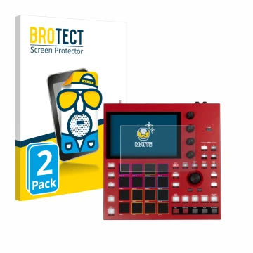 Front side of a product packaging with the brand logo BROTECT. Next to it is the device Akai MPC One+ shown with the correspon