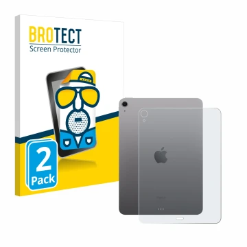 Front side of a product packaging with the brand logo BROTECT. Next to it is the device Apple iPad Air 11