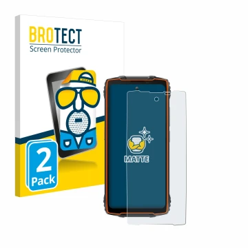 Front side of a product packaging with the brand logo BROTECT. Next to it is the device Blackview Oscal Pilot 2 shown with the