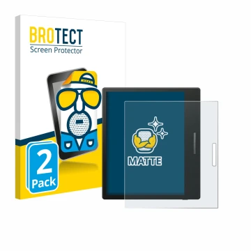 Front side of a product packaging with the brand logo BROTECT. Next to it is the device Boox Go Color 7 shown with the corresp