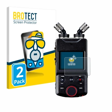 Front side of a product packaging with the brand logo BROTECT. Next to it is the device Tascam Portacapture X6 shown with the 