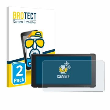 Front side of a product packaging with the brand logo BROTECT. Next to it is the device Interphone RideSync Sync55 shown with 