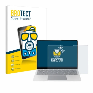 Front side of a product packaging with the brand logo BROTECT. Next to it is the device Microsoft Surface Laptop 7 13.8