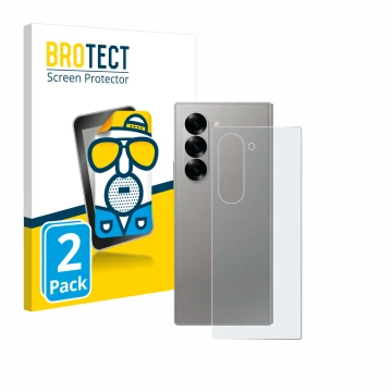 Front side of a product packaging with the brand logo BROTECT. Next to it is the device Samsung Galaxy Z Fold 6 5G (Back) show