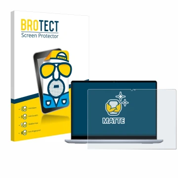 Front side of a product packaging with the brand logo BROTECT. Next to it is the device Dell Inspiron 14 7440 2-in-1 shown wit