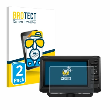 Front side of a product packaging with the brand logo BROTECT. Next to it is the device Garmin ECHOMAP UHD2 7