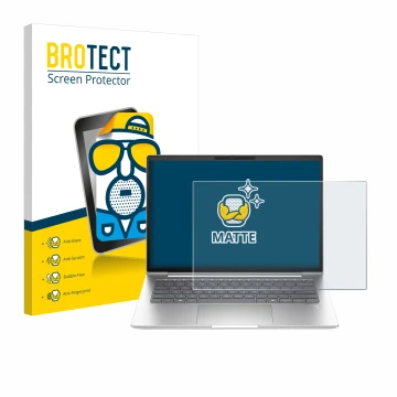 Front side of a product packaging with the brand logo BROTECT. Next to it is the device HP ProBook 440 G11 shown with the corr