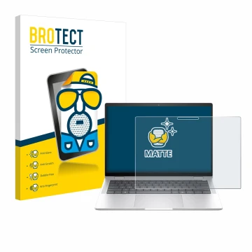 Front side of a product packaging with the brand logo BROTECT. Next to it is the device HP EliteBook x360 1040 14 G11 2-in-1 s