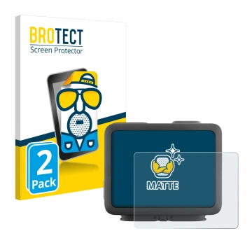 Front side of a product packaging with the brand logo BROTECT. Next to it is the device GoPro Hero 4k shown with the correspon