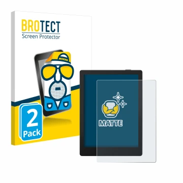 Front side of a product packaging with the brand logo BROTECT. Next to it is the device Boox Go 6 shown with the corresponding