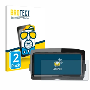 Front side of a product packaging with the brand logo BROTECT. Next to it is the device Harley Davidson Soundstream V2 shown w