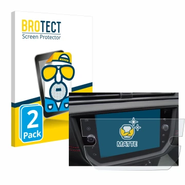 Front side of a product packaging with the brand logo BROTECT. Next to it is the device Seat Arona FR Stereo BJ 2019 shown wit