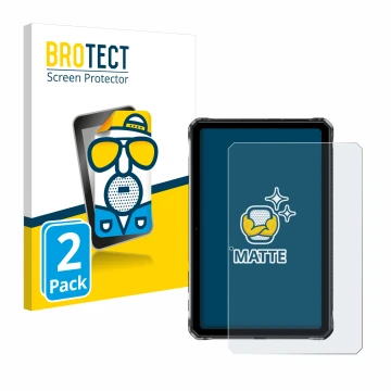 Front side of a product packaging with the brand logo BROTECT. Next to it is the device Doogee R10 shown with the correspondin