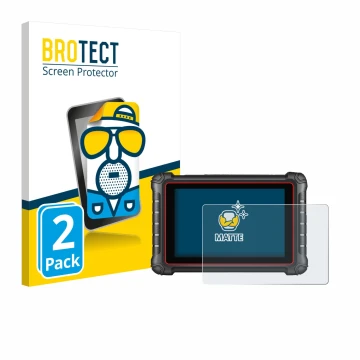 Front side of a product packaging with the brand logo BROTECT. Next to it is the device Autel MK900BT shown with the correspon