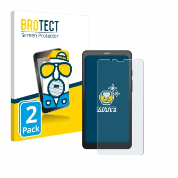 Front side of a product packaging with the brand logo BROTECT. Next to it is the device Boox Palma 2 shown with the correspond