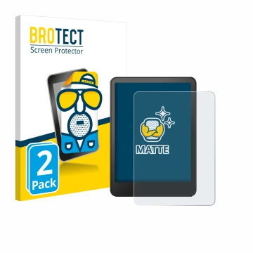 Front side of a product packaging with the brand logo BROTECT. Next to it is the device Amazon Kindle Colorsoft Signature Edit