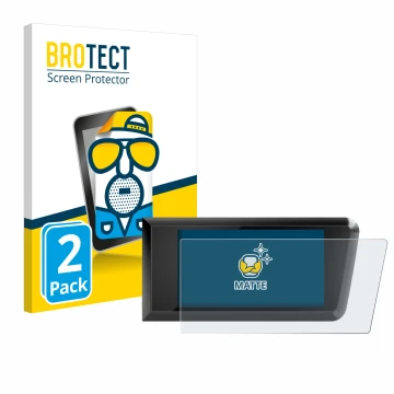 Front side of a product packaging with the brand logo BROTECT. Next to it is the device Bosch Purion 400 shown with the corres