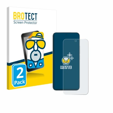 Front side of a product packaging with the brand logo BROTECT. Next to it is the device Honor Magic 7 shown with the correspon