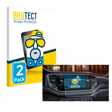 Front side of a product packaging with the brand logo BROTECT. Next to it is the device Volkswagen Touran 2.0 Discover Media 8