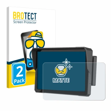 Front side of a product packaging with the brand logo BROTECT. Next to it is the device Carpuride W702B Pro 7