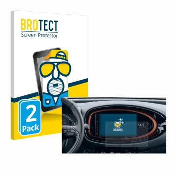 Front side of a product packaging with the brand logo BROTECT. Next to it is the device Toyota Aygo X (2022) shown with the co