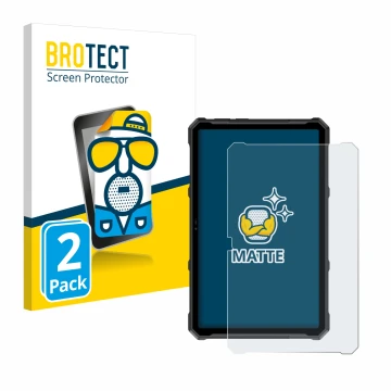 Front side of a product packaging with the brand logo BROTECT. Next to it is the device Ulefone Armor Pad 4 Ultra shown with t