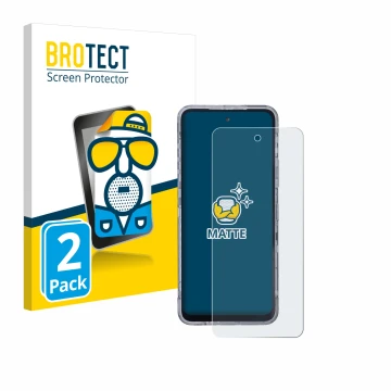 Front side of a product packaging with the brand logo BROTECT. Next to it is the device AGM X6 Phantom shown with the correspo