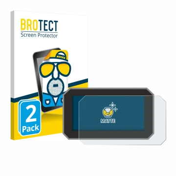 Front side of a product packaging with the brand logo BROTECT. Next to it is the device Suzuki V-Strom 800DE 2024 shown with t