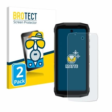 Front side of a product packaging with the brand logo BROTECT. Next to it is the device Ulefone Armor Mini 20 Pro shown with t