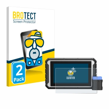 Front side of a product packaging with the brand logo BROTECT. Next to it is the device ArtiDiag 900BT shown with the correspo