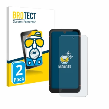 Front side of a product packaging with the brand logo BROTECT. Next to it is the device Volla Phone X23 shown with the corresp